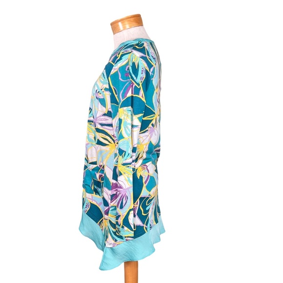 LOGO Lori Goldstein Tropical Print Tunic with Pockets XS-S - Picture 7 of 14